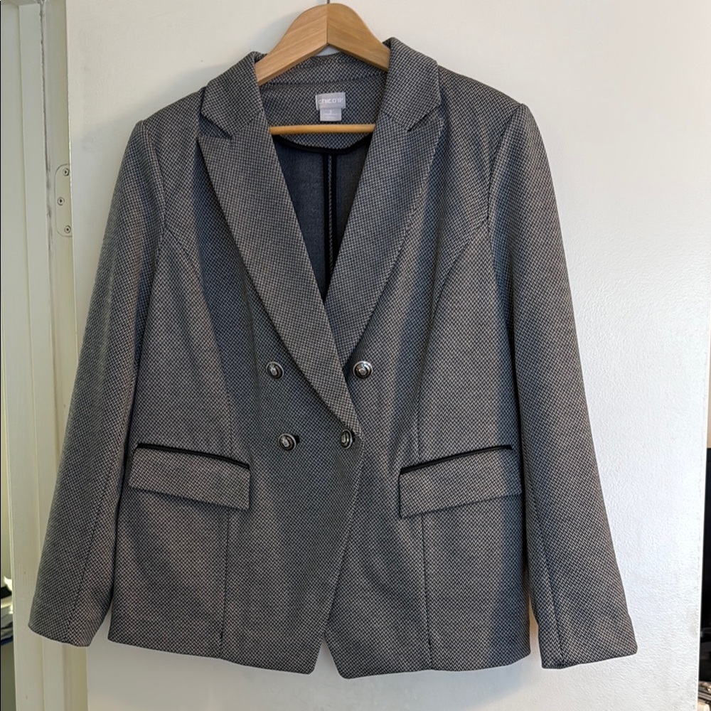 Women's Gray Double-Breasted Blazer by Chicos NWT